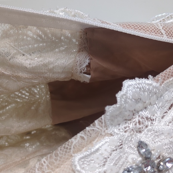 Jovani Prom‎ Wedding Dress White Nude size 0 One Shoulder Sheer Mermaid - Picture 15 of 16